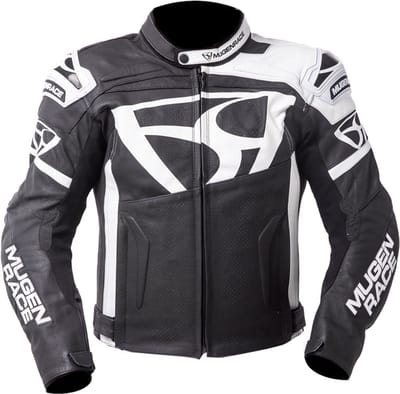MUGENRACE Aggressore Zwart Wit Leren Jas - Jas