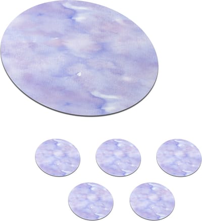 Onderzetters voor glazen - Rond - Waterverf - Patroon - Paars - 10x10 cm - Glasonderzetters - 6 stuks