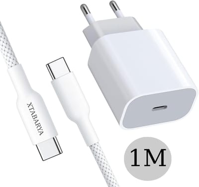 20W USB-C Snellader met 1 m USB-C naar USB-C-kabel – Geschikt voor iPhone | Supersnel opladen & data-overdracht