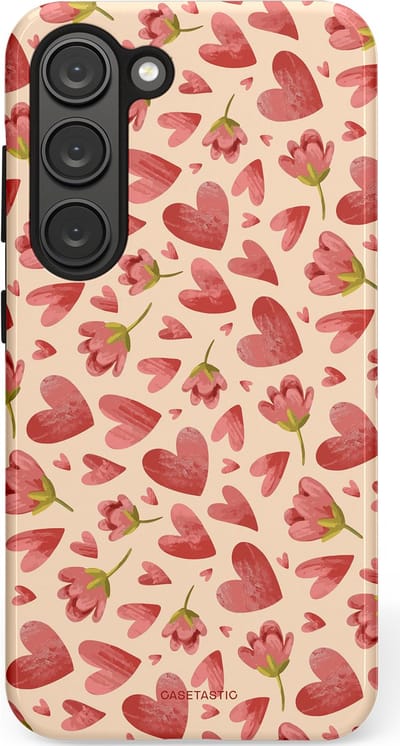 Casetastic Hoesje Geschikt voor Samsung S23 - Stijlvolle Beschermende Duo-layer Case - Verbonden Hartjes
