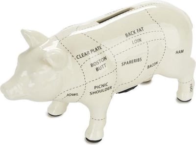 Keramisch Spaarvarken - Cuts of Pork - Slagersvarken Spaarpot - 20 cm - Sfeervol - Grappig Cadeau