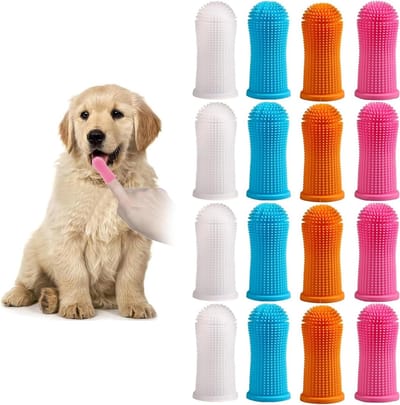 Dieren Tandenborstel Set - 16 Delige Tandenborstels, 360° Vingerborstel, Herbruikbaar & Kleurrijk, Geschikt voor Kleine Honden & Katten, Tandverzorging Essentieel