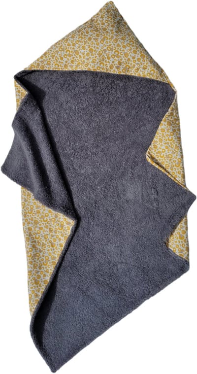 omslagdoek wikkeldoek baby ca. 75cm x 75cm oker geel panter