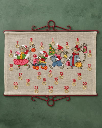 Permin borduurpakket adventskalender muizenparade 34-5266 telpatroon
