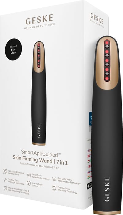 GESKE Skin Firming Wand | 7 in 1 | Anti-aging | MicroCurrent Facelift | Huidverzorging | Rimpels verwijderen voor een stevige huid | Gezichtsversteviger | Rode LED Light Technology