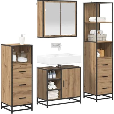 vidaXL - Badkamermeubel - Set - 4 - st - Artisan - Eiken - 65 - x - 33 - x - 60 - cm