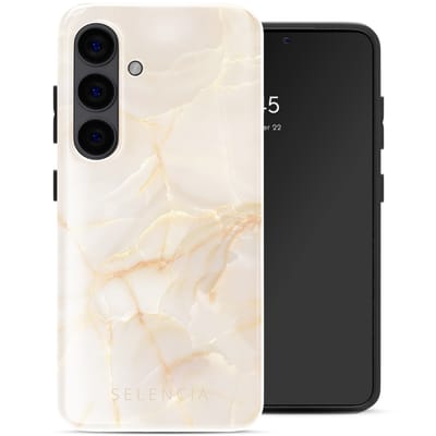 Selencia Hoesje - Geschikt voor Samsung Galaxy S24 - Backcover - Golden Beige Marble
