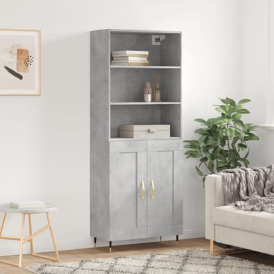 vidaXL - Hoge - kast - 69,5x34x180 - cm - bewerkt - hout - betongrijs