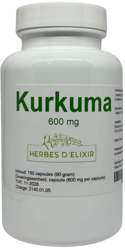 Herbes D'elixir KurKuma capsules - 600 mg - Puur - Zonder toevoegingen - 150 vegan capsules