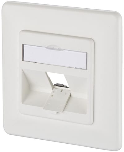 Metz Connect 130B20D11002KE Netwerkdoos Inbouw (in muur) Inzet met centraalstuk en frame Zonder connectoren 1 poort Zuiver wit (RAL 9010)