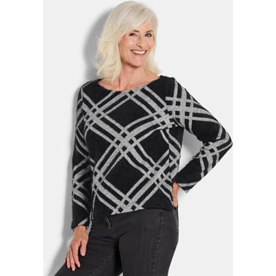 Sweatshirt - zwart / grijs / gedess. - Gr. 19 van Goldner Fashion