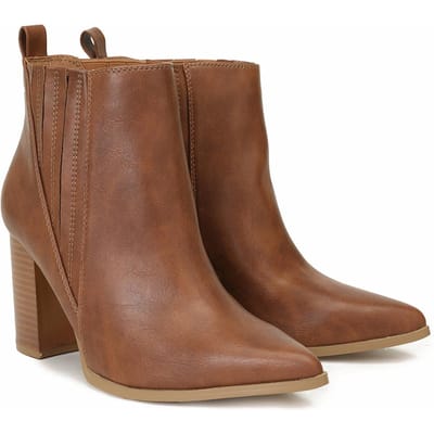 Nieuwe Plus Size Laarzen Puntige Hoge Hakken Laag uitgesneden Enkellaarsjes Alles-Passend Gracieus PU Leer Chelsea Boots voor Dames US8 brown
