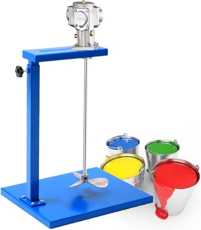 Pneumatische Verfmixer - Lucht Roerwerk - Mengen van Materialen - Verstelbare Hefbeugel - Tot 20 Liter - Zilver