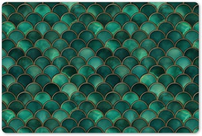 Placemats 45x30 cm - Placemat kunststof - 1 stuk - Schubben - Structuur - Diepgroene - Goud - Borden onderleggers - Decoratie voor op tafel - Keuken tafeldecoratie accessoires - Vinyl onderlegger - Tafelversiering
