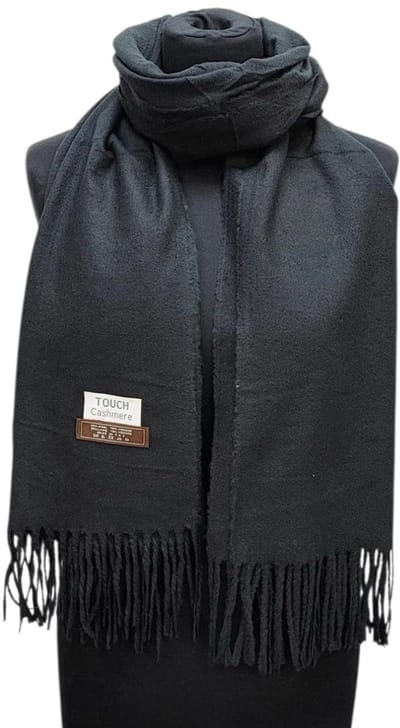 Lange Warme Sjaal - Unisex - Effen - Zwart - 200 x 75 cm (23269#)