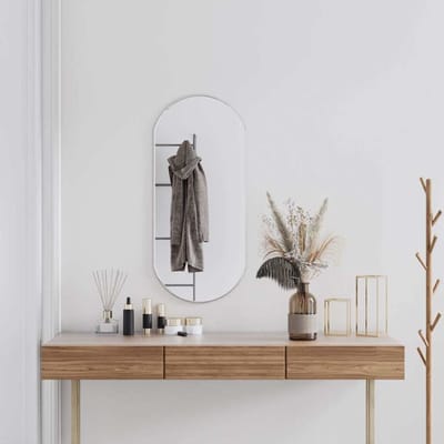 vidaXL - Wandspiegel - 90x40 - cm - ovaal - zilverkleurig
