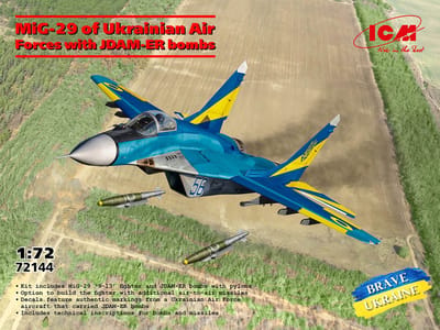 ICM Modelbouwpakket Militaire voertuigen - 72144 Mikoyan MiG-29 Fulcrum - Oekraïense Luchtmacht met JDAM-ER-bommen - Straaljager Plastic - 1:72 - Modelbouw