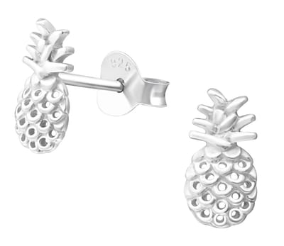 Joy|S - Zilveren ananas oorbellen - 5 x 9 mm - oorknoppen