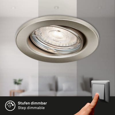 LED inbouwspots dimbaar set van 3 GU10 5W zilver metaal Ø8,6cm IP23 Briloner