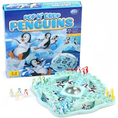 Kinderen Favoriet Spel Bordspel Pop N's Drop Kerst Pinguïn Speelgoed Voor Familie Plezier Pinguïn Vliegtuig Schaken Educatief Bordspel blue