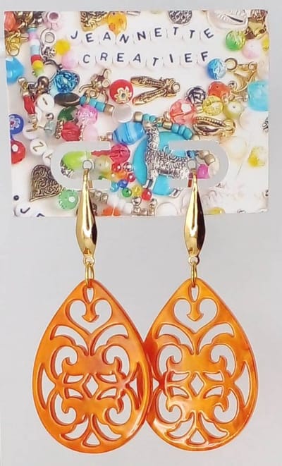 Jeannette-Creatief® - Holland - Barok Druppel - Oorhangers - Oorbellen Dames - Oranje Oorbellen - Resin oorbellen - Oorbellen Oranje - Statement Oorbellen - Herfstlook - Voetbal - WK - Koningsdag