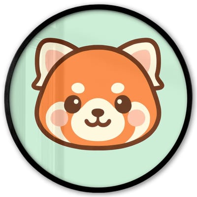 Poster in lijst Rond - Fotolijst 40x40 cm - Posters - Rode panda - Groen - Cartoon - Ronde posterlijst zwart - Decoratie - Wanddecoratie woonkamer - Muurdecoratie slaapkamer
