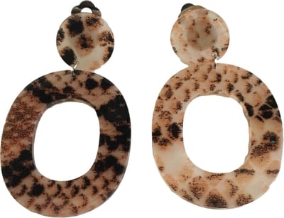 Petra's Sieradenwereld - Clipoorbel hanger snake shiny rust brown kunststof (297)