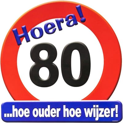 80 jaar verjaardag stopbord - Dia 50 cm - Leeftijd feestartikelen - verkeersbord - Karton - Huldebord - Deurbord