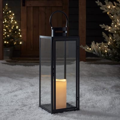 Lights4fun Extra grote, op batterijen werkende led-kaarslantaarn voor binnen en buiten, werkt op batterijen, volledig waterdicht, voor binnen en buiten, 65 cm