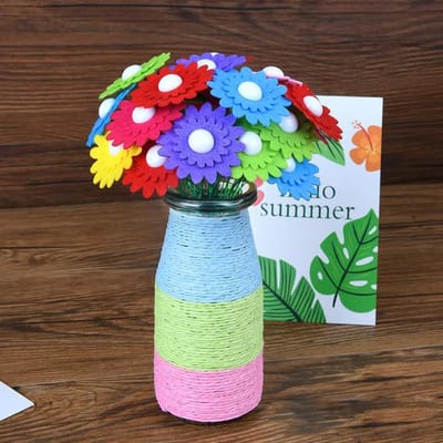 Bloemen Knutselpakket Boeket met Knoppen en Viltbloemen Vaas Kunst Speelgoed Knutselproject Kinderen Kind DIY Activiteit Speelgoed Jongens Meisjes Cadeau