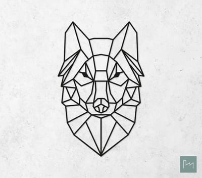 Laserfabrique Wanddecoratie - Geometrische Vos - Medium - Zwart - Geometrische dieren en vormen - Houten dieren - Muurdecoratie - Line art - Wall art