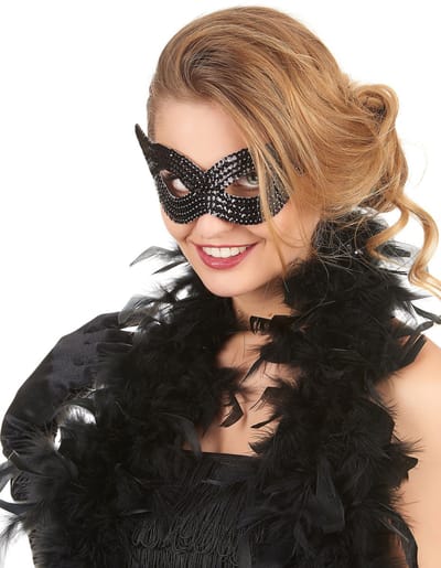 Vegaoo - Zwarte Venetiaanse masker met lovertjes voor volwassenen