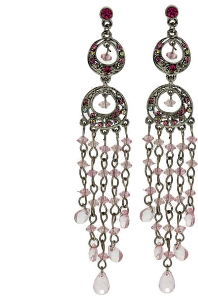 Behave - Oorbellen zilverkleur roze details - Elegant - Avondstijl