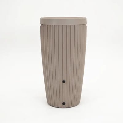 Vita - Regenton Mika met vulautomaat - Taupe - Inclusief vulautomaat met boor bitje - Met bloempot - Met Gardena koppeling kraantje - Lichtgewicht - Breukbestendig - Vorstbestendig - UV-bestendig - 240 Liter inhoud - Makkelijke installatie
