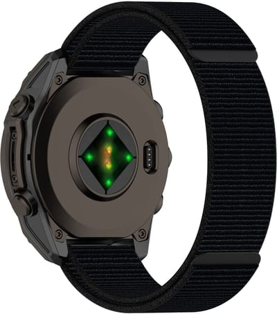 Stravo Ultralicht Solo Nylon Sport bandje geschikt voor Garmin Fenix 5x (Plus) / Fenix 6x (Pro) / Fenix 7x (Pro - Sapphire - Solar) / Garmin Fenix 8 - 51mm / Enduro 1-2-3 - Volledig nylon band voor Garmin smartwatches - Horlogebandje - Zwart