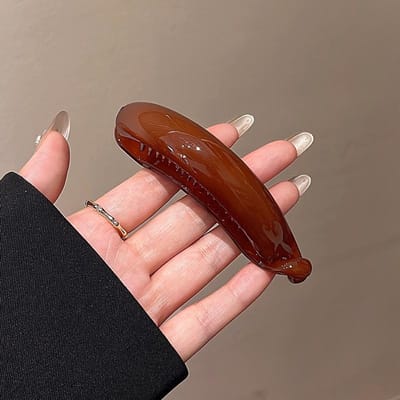 Banaan Haarclip, Paardenstaart Gespclip, Eén-Woord Clip, Retro Twist Clip, Elegant en Eenvoudig bruin
