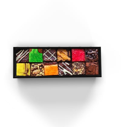 Brownies - Premium Mixbox 12 bites - Echte Chocolade en Hazelnootolie - Handgemaakt