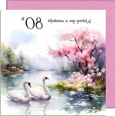 Verjaardagskaart Vrouwen - Speciale Wenskaart - 80e Verjaardag - Extra Dik Karton - 15x15 cm - Roze