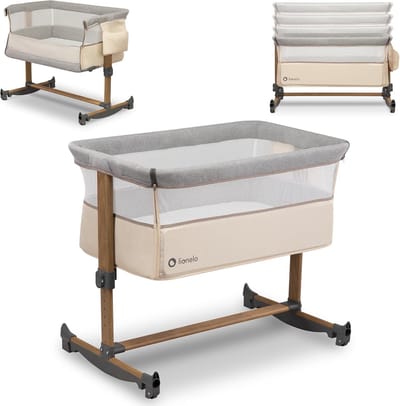 3-in-1 Co-Sleeper Wieg en Babybed - Comfortabel, Opvouwbaar met Verschillende Hoogteposities en Grote Opbergmand