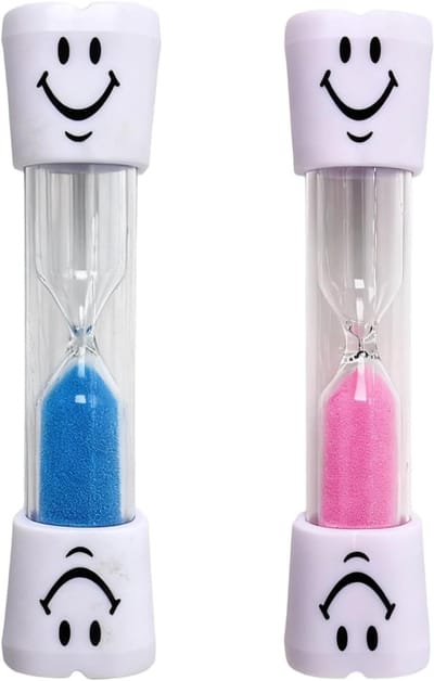 2-delige zandloper set voor kinderen, 3 minuten tandenpoetsen, grappige zandlopers voor peuters, kleurrijke zandloper voor educatief gebruik