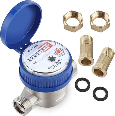 Koudwatermeter 1/2 Inch met Digitaal Display en Montageaccessoires voor Tuin en Huishoudens