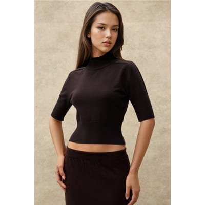Structuur Turtleneck Crop Trui