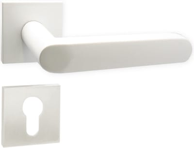 Domino® Deurkrukgarnituur DENVER-QR slim - Wit - PZ-Profielcilinderset met Vierkant Rozette - Deurbeslag van aluminium - Deurklink voor kamerdeur, kantoordeur, kelderdeur en binnendeur