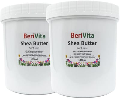 Shea Butter Puur 2kg - Huid en Haar Butter - 2x1kg Potten Ongeraffineerde en Onbewerkte Sheabutter - Shea Boter