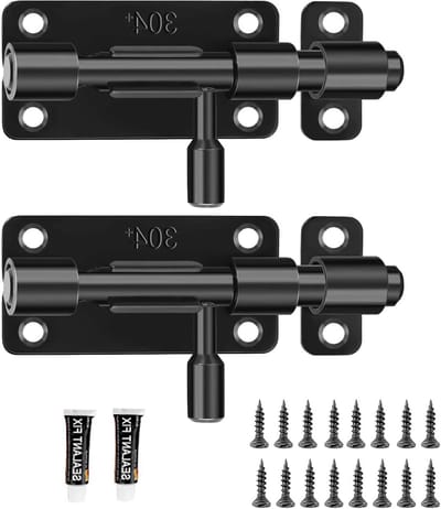 Deurgrendels roestvrij staal 10,12 cm vergrendelbaar slot met schroeven voor ramen en deuren, tuin en schuur, zwart