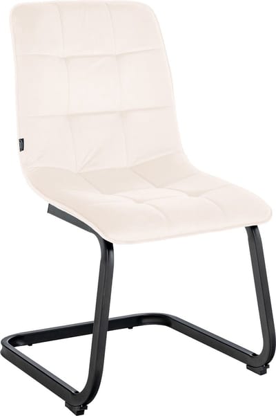 CLP Vermont Eetkamerstoel - Zonder armleuning - Fluweel - Velvet - Metaal/creme