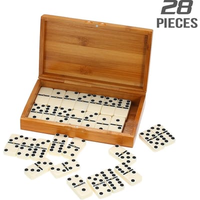 Double Six Domino's Set Entertainment Recreatief Reisspel Speelgoed Zwarte Stippen Domino's black