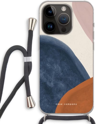 Case Company® - Hoesje met koord geschikt voor iPhone 14 Pro hoesje met Koord - Geo #1 - Telefoonhoesje met Zwart Koord - Bescherming aan alle Kanten en Over de Schermrand