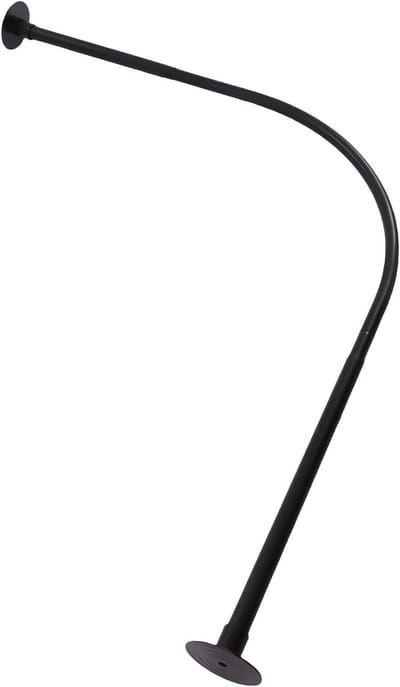 Famanu - L-vormige douchegordijnstang zwart, roestvrij staal 304, 95-125 × 95-125 cm, 18 ringen, zonder plafondhouder