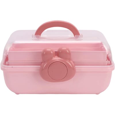 Opbergdoos voor Haaraccessoires met Transparant Deksel Gelaagde Vakken Opvouwbare Knutselorganizers voor Meisjes Hoofdbanden